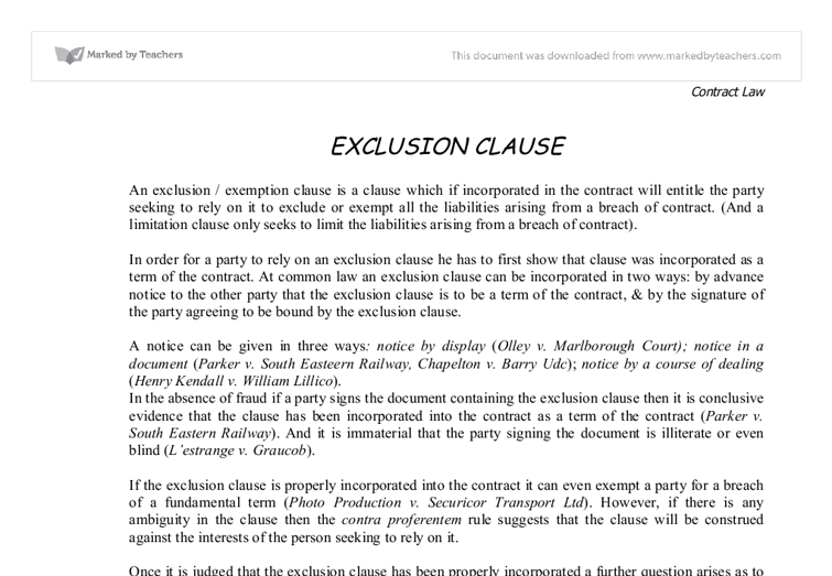exclusion clause