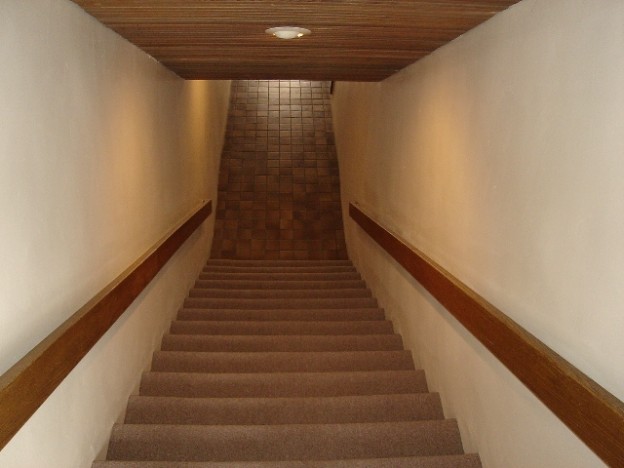 downstairs