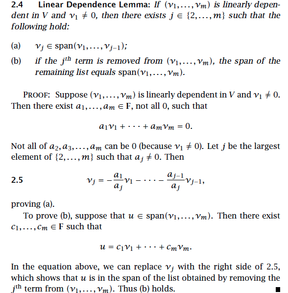 linear dependence