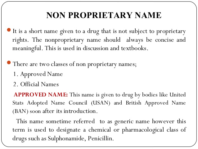 nonproprietary name