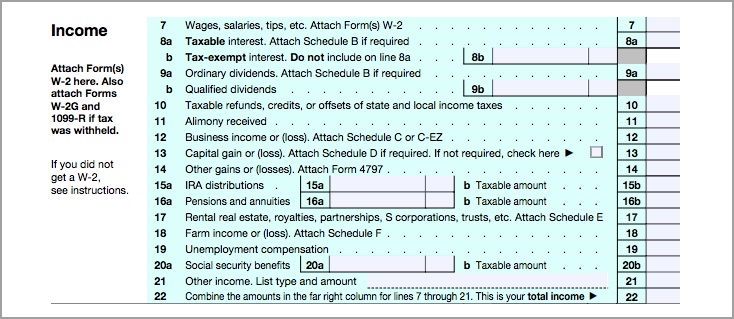 Form 1040 Total Income