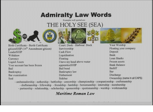Frozen, Head, and Memes: Admiralty Law Words Examples well quoted are: THE