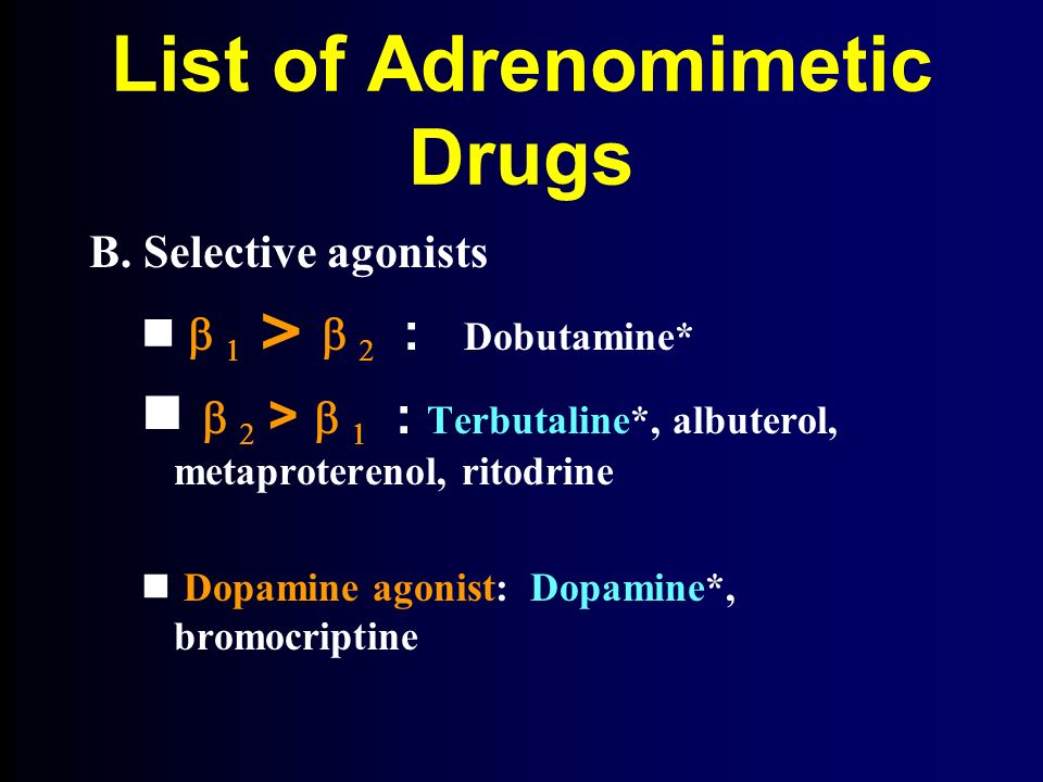 List of Adrenomimetic Drugs