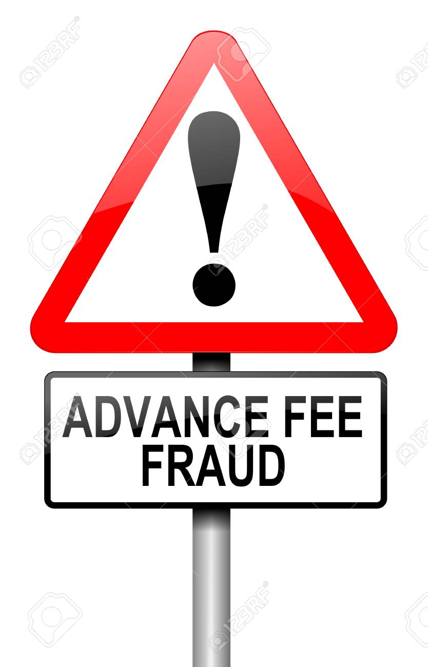 Illustration - Illustration depicting a road traffic sign with an advance  fee fraud concept. White background.