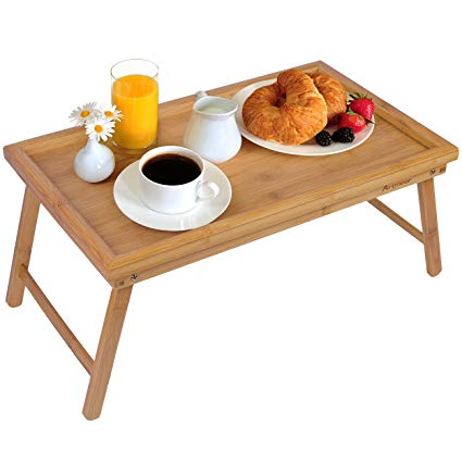 Bed Tray Table with Folding Legs,Serving Breakfast in Bed or Use As a TV