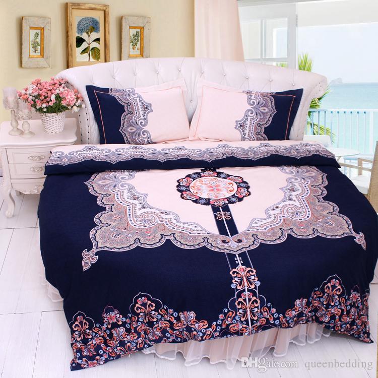Round Bed Bedding Set Cotton Circle Bed Clothes GREAT DYNASTY Indigo Home  Duvetcover Printed Roundbed Mattress Chinesestyle Wedding Bedskirt Egyptian  Cotton