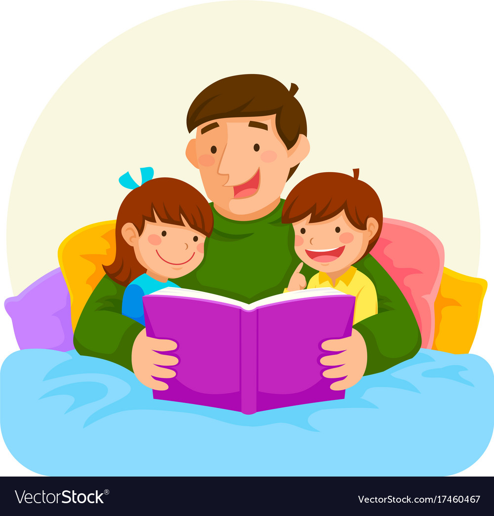 Bedtime story with dad vector image
