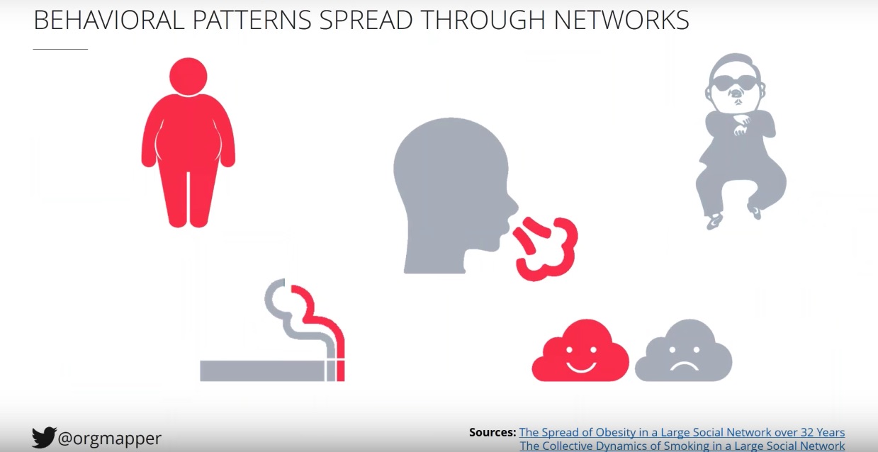 Some behaviour patterns proven to be spread via social networks