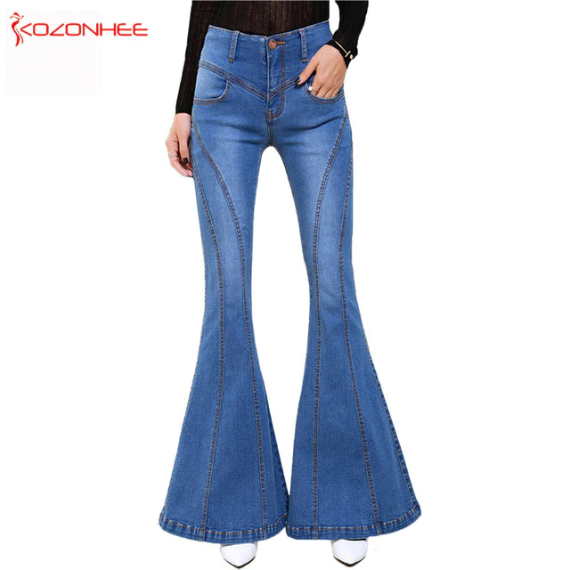 Stretching Flare Jeans Woman Elastic Bell-Bottoms Jeans For Girls Trousers  for women Jeans Large