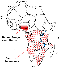 The distribution of Benue-Congo languages