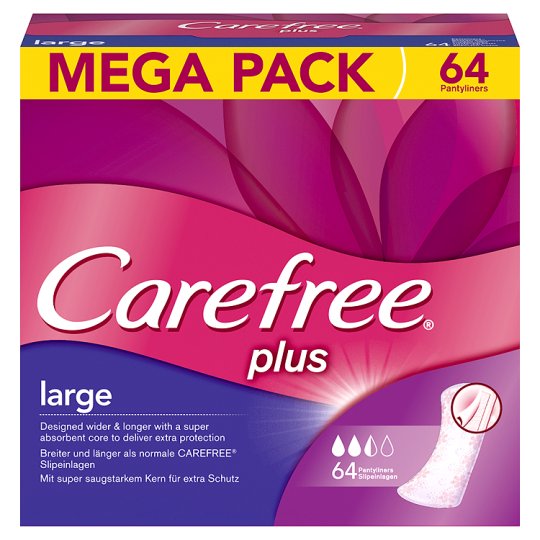 Carefree Plus Large Panty Liners 64 Pack
