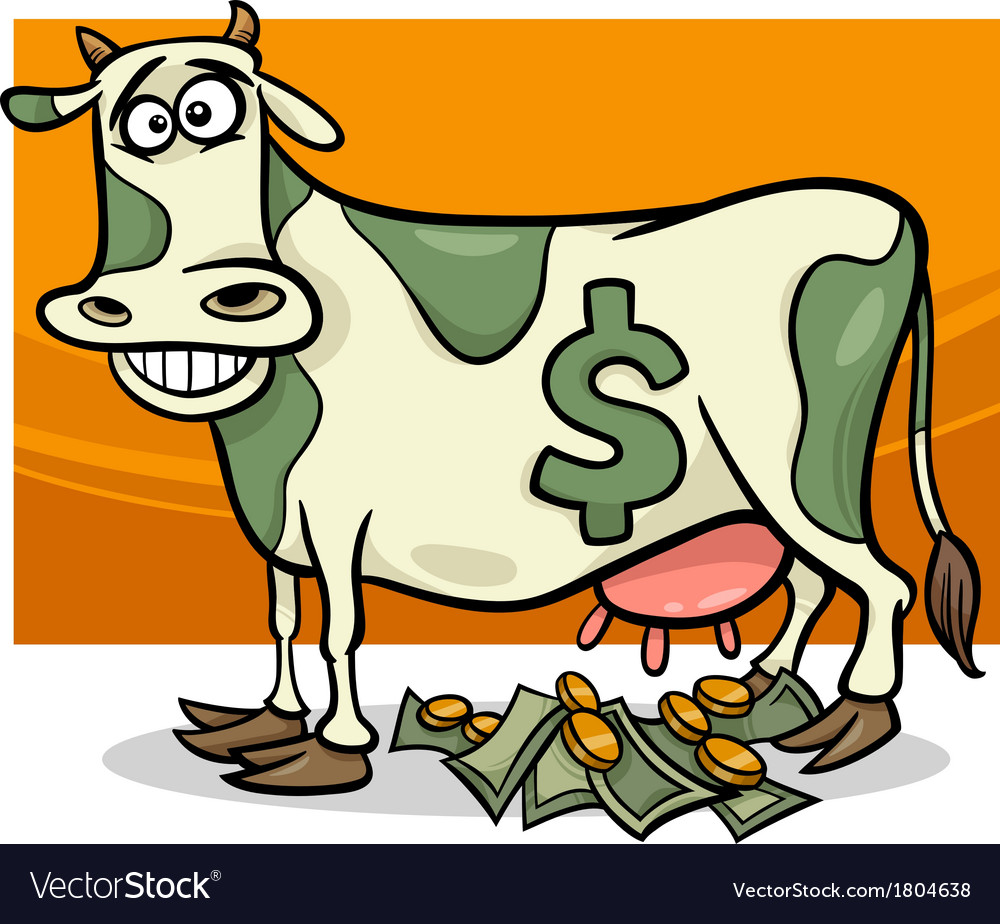 Cash cow saying cartoon vector image