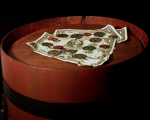 Cash On the Barrel Head - - money paid in cash when something is bought