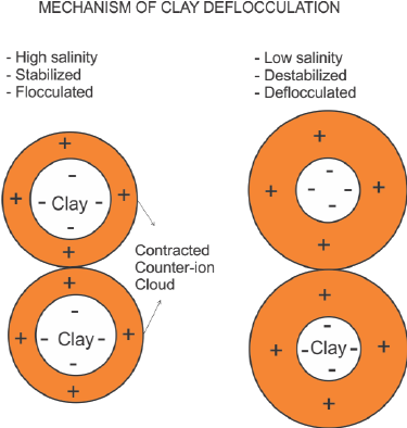 2 - Clay deflocculation (After Bennion et al., 1995).