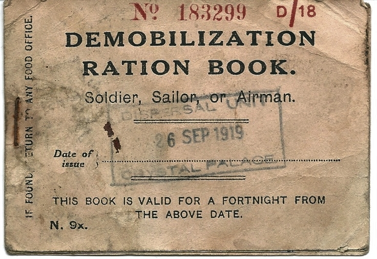 Demobilization Ration Book