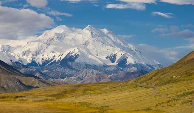 Denali mountain view from inside the national park