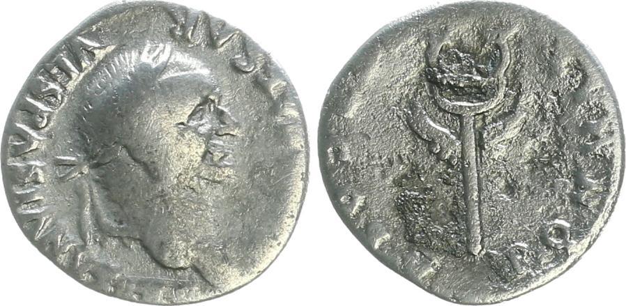 Denar 69-79 Antike / Römische Kaiserzeit / Vespasian Vespasian Denar,  Geflügelter Caduceus, PON MAX TRP COSV F-VF