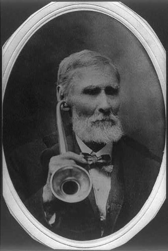 HistoricalFindings Photo: W.P. Zuber,c1900, holding ear trumpet to hear;  aged 88