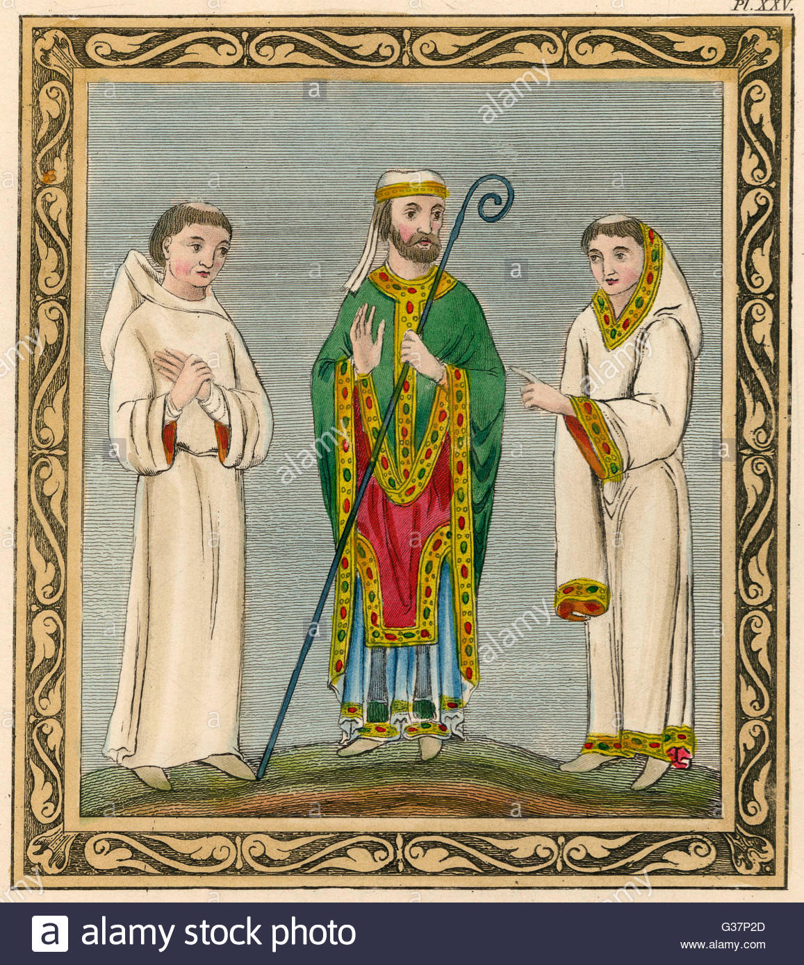 Ecclesiastics in their traditional garb. Date: 10 - 11th century