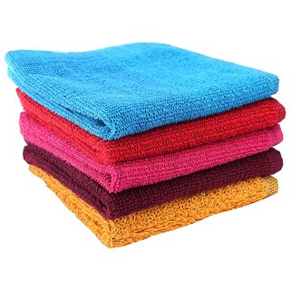 Home Berry 450 GSM Multicolour Face Towels (26cmX26cm)(Pack of 5)