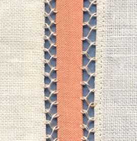 Fagoting is decorative stitches that can be used for trims. This method can  attach fabrics by horizontal stitches that form a zigzag from one piece of