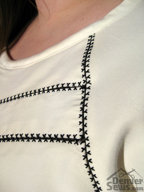 Papercut Clover Dress - Closeup of fagoting