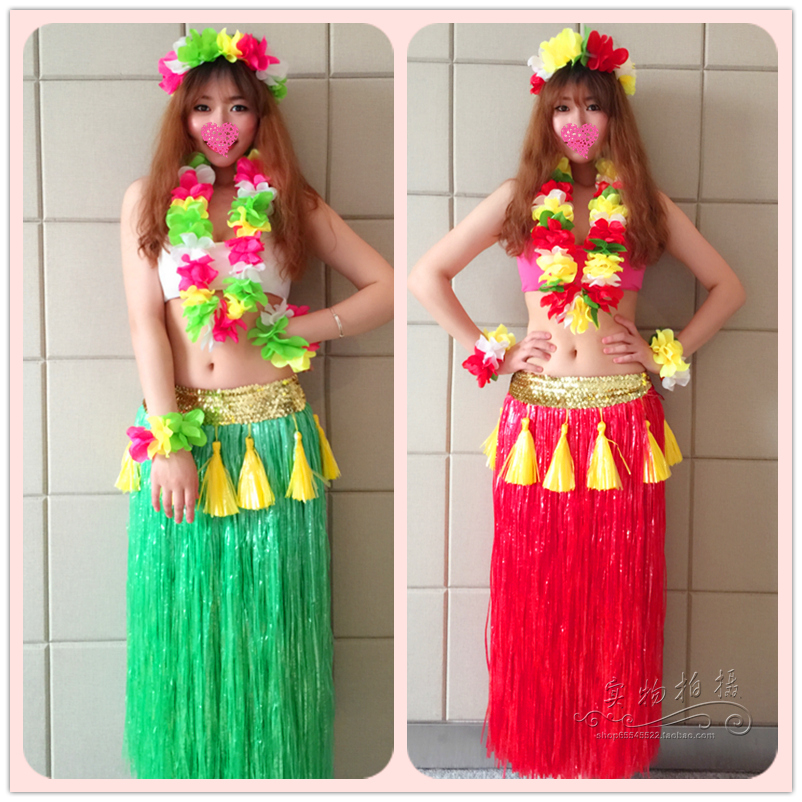 Hot sell Hawaii hula skirt garishness clothes set adult costume set 80cm  thickening-in Artificial & Dried Flowers from Home & Garden on  Traveller Location