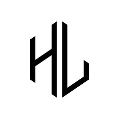 initial letters logo hl black monogram hexagon shape vector