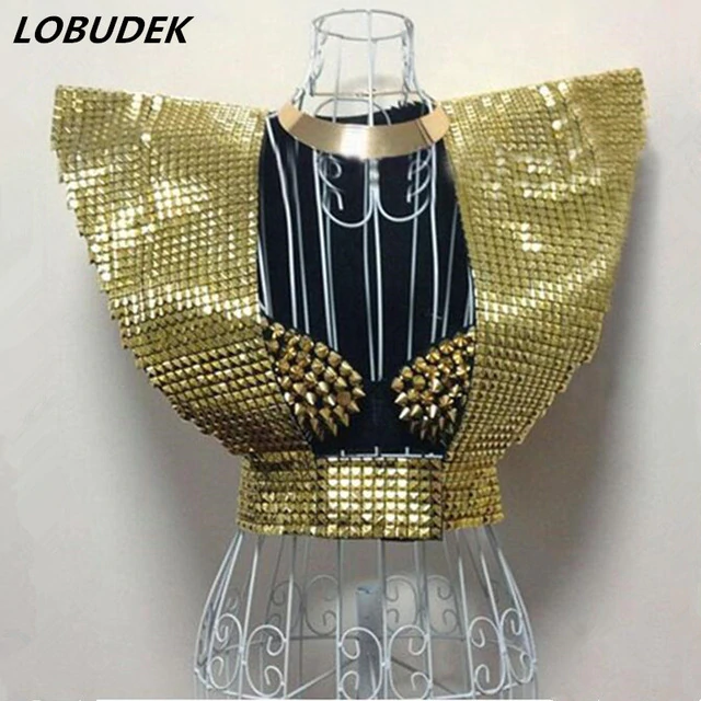 DS costumes female DJ style sparkling paragraph armor Habergeon golden  flower style costume High quality free