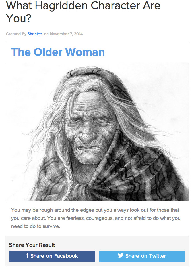 hagridden quiz old woman