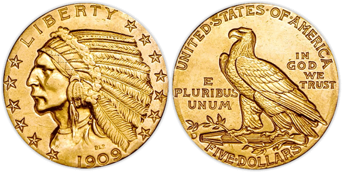 1908-1929 – Indian Half Eagle Coins