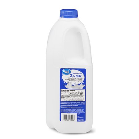 Great Value 2% Reduced-Fat Milk, 0.5 Gallon, 64 Fl. Oz