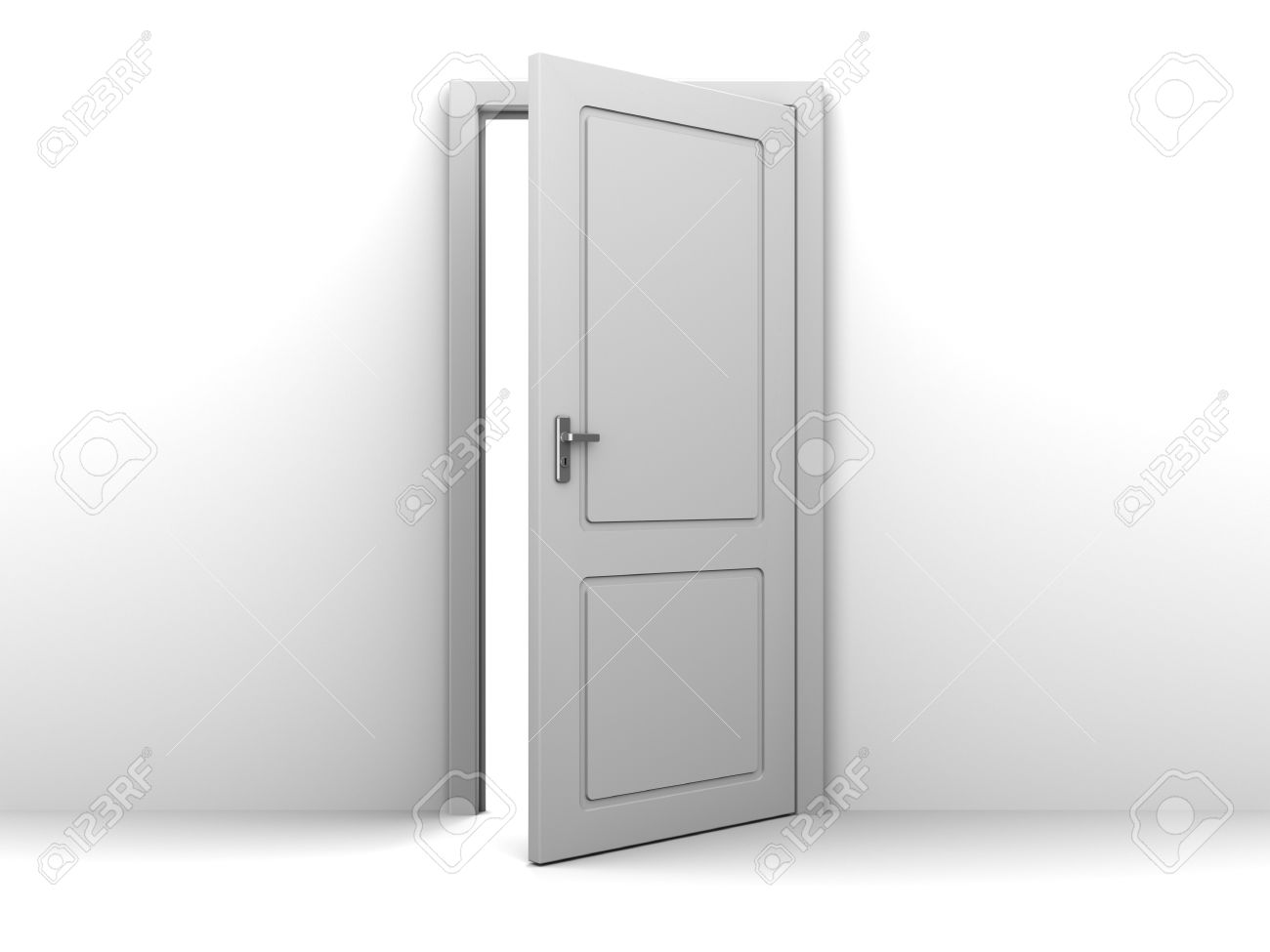 3d illustration of half open door Stock Illustration - 59199277