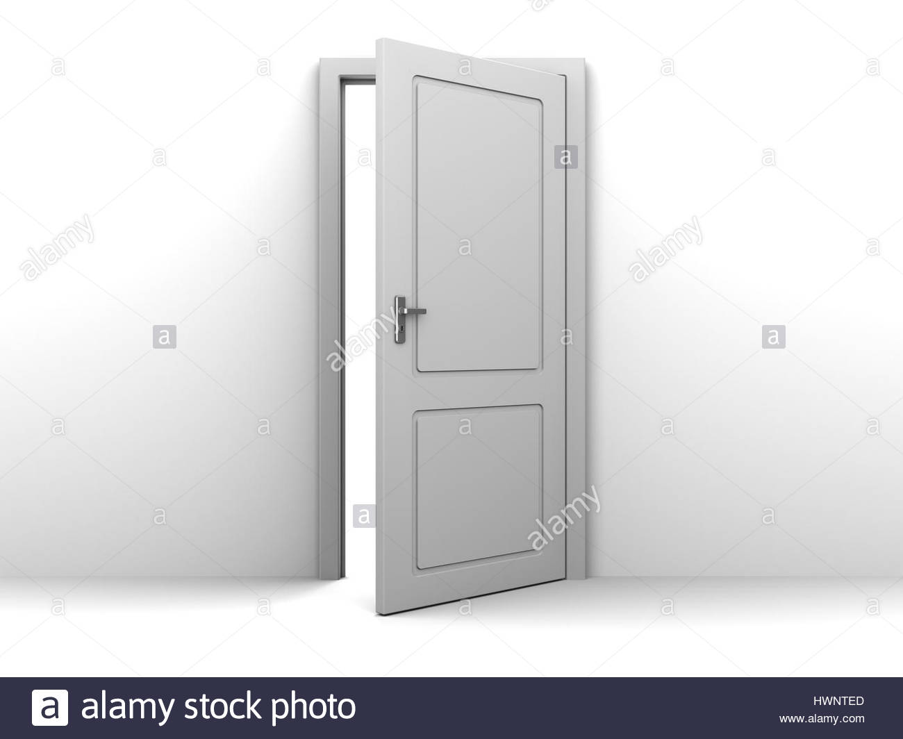 3d illustration of half open door