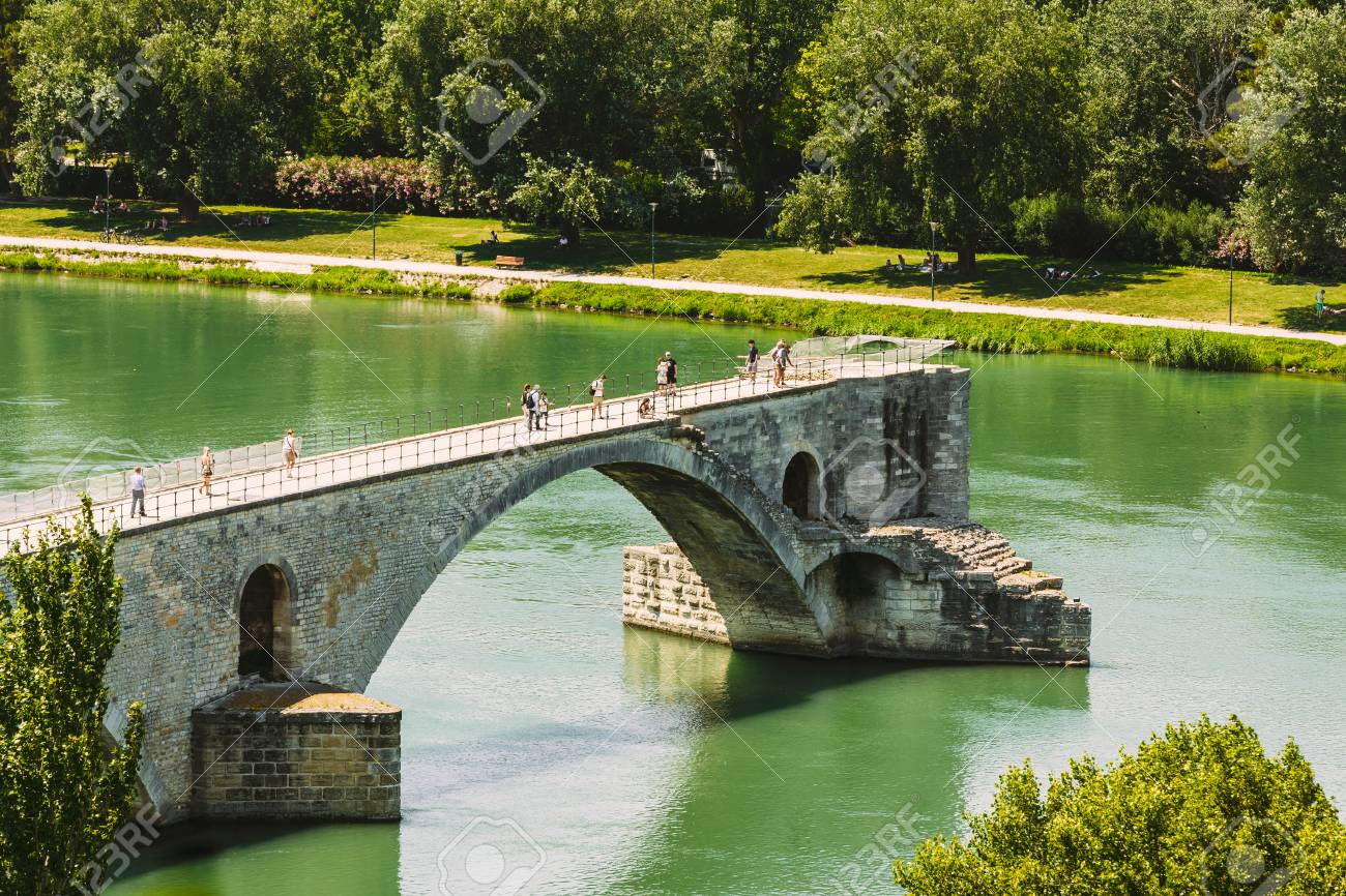 Famous half ruined bridge in Avignon, Provence, France. Stock Photo -  51658095
