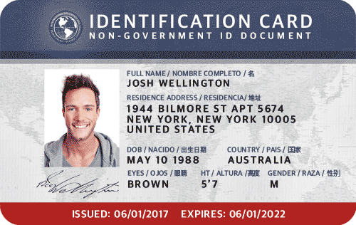 The Identification Card of IDL Services Inc. is a non-governmental translat...