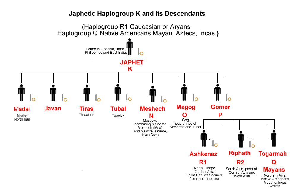 Biblical Japhetic Haplogroup K and descendants