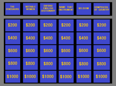 Un modelo básico de la tablera de pistas de Jeopardy!
