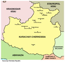 Map of the Karachay-Cherkess Republic.