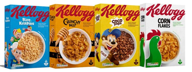 Kellogg cereal boxes with traffic light labelling