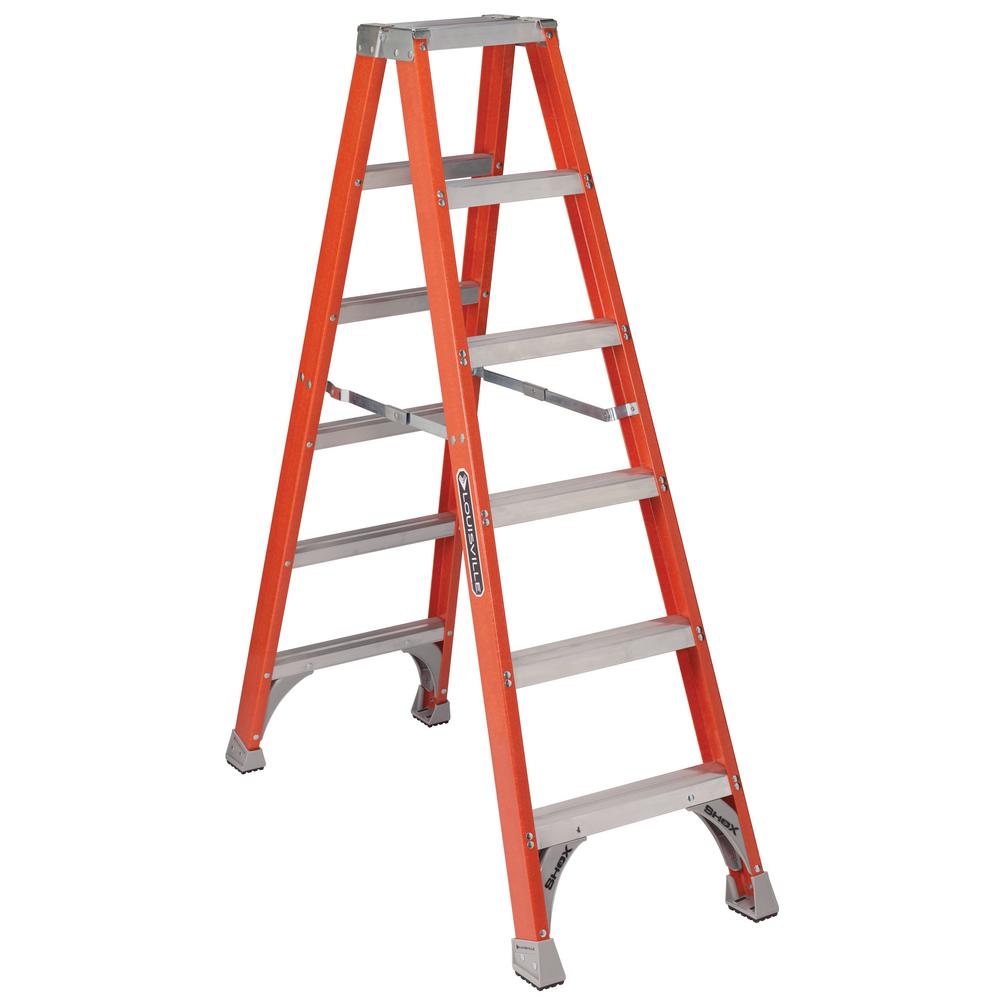 Louisville Ladder 6 ft. Fiberglass Twin Step Ladder with 300 lbs. Load  Capacity Type