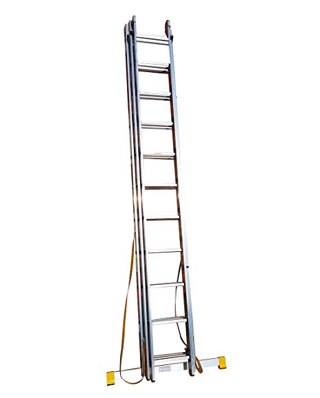 5.69m Trade Master 3 Section Extension Ladder/Ladders with Integral  Stabiliser