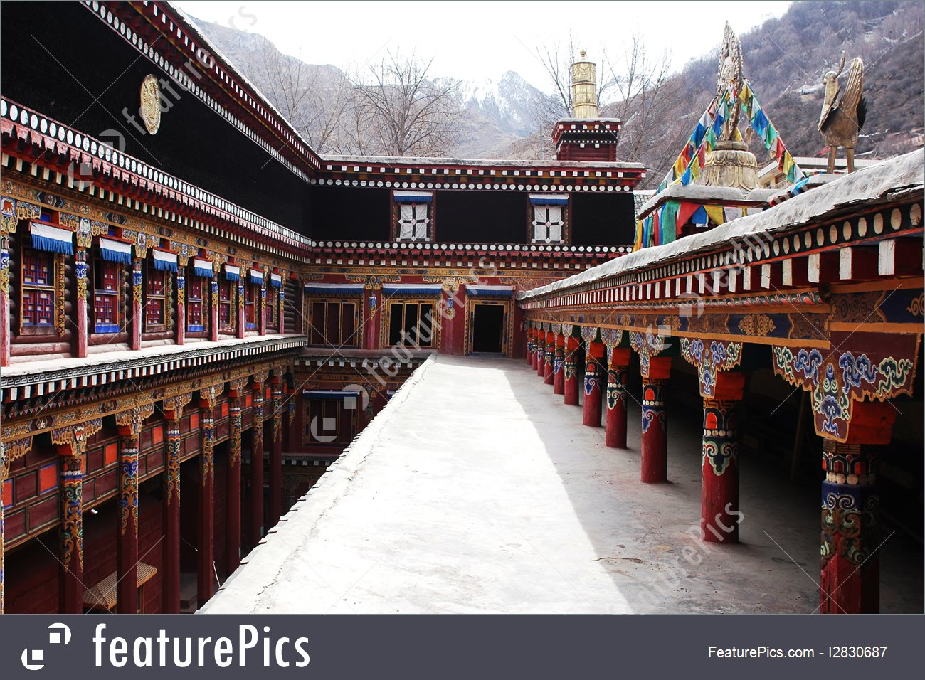 Religious Architecture: Interior view of a typical Tibetan lamasery